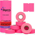 Perco 2 Line Fluorescent Pink Labels - 6,000 Count for Price & Date