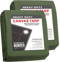 Canvas Tarp 8x10 ft 2PK Green - Heavy Duty Rustproof Grommets
