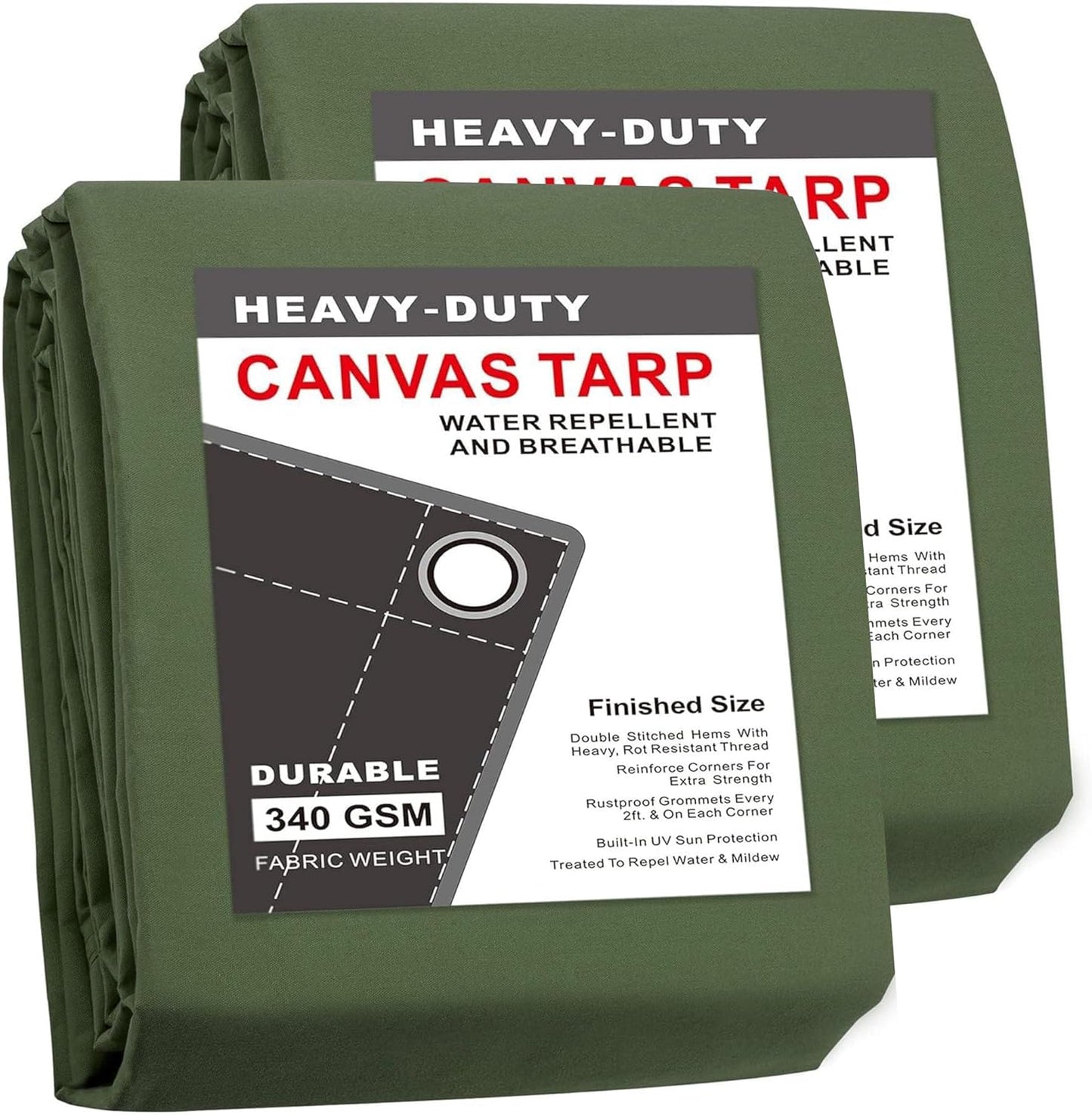 Heavy Duty 8x10 Feet Green Canvas Tarp for All Weather Use