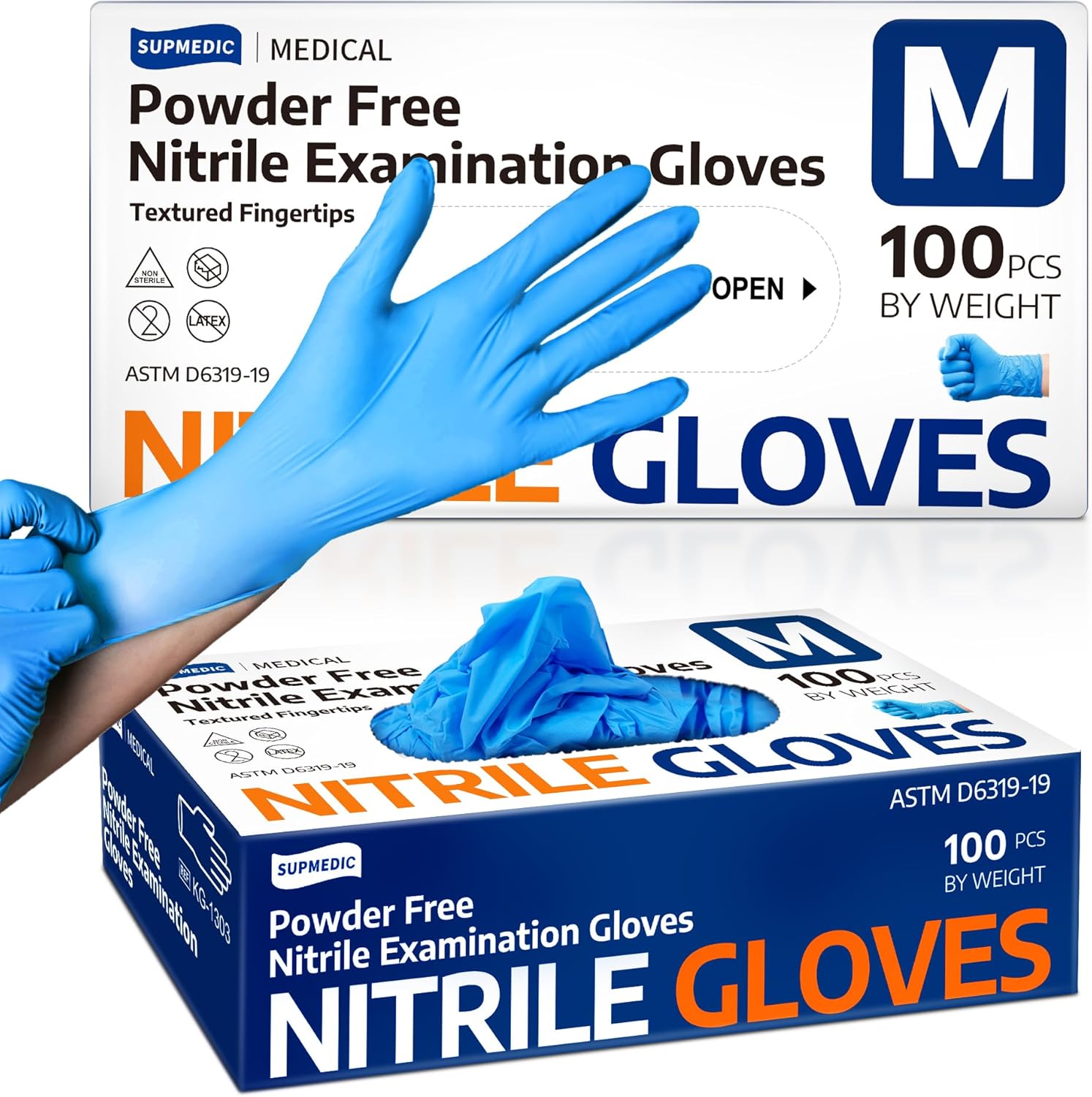 Supmedic Blue Nitrile Gloves - Food Safe & Disposable