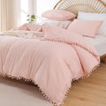Twin Comforter Set with Ball Pom Fringe - Soft All-Season Comforter