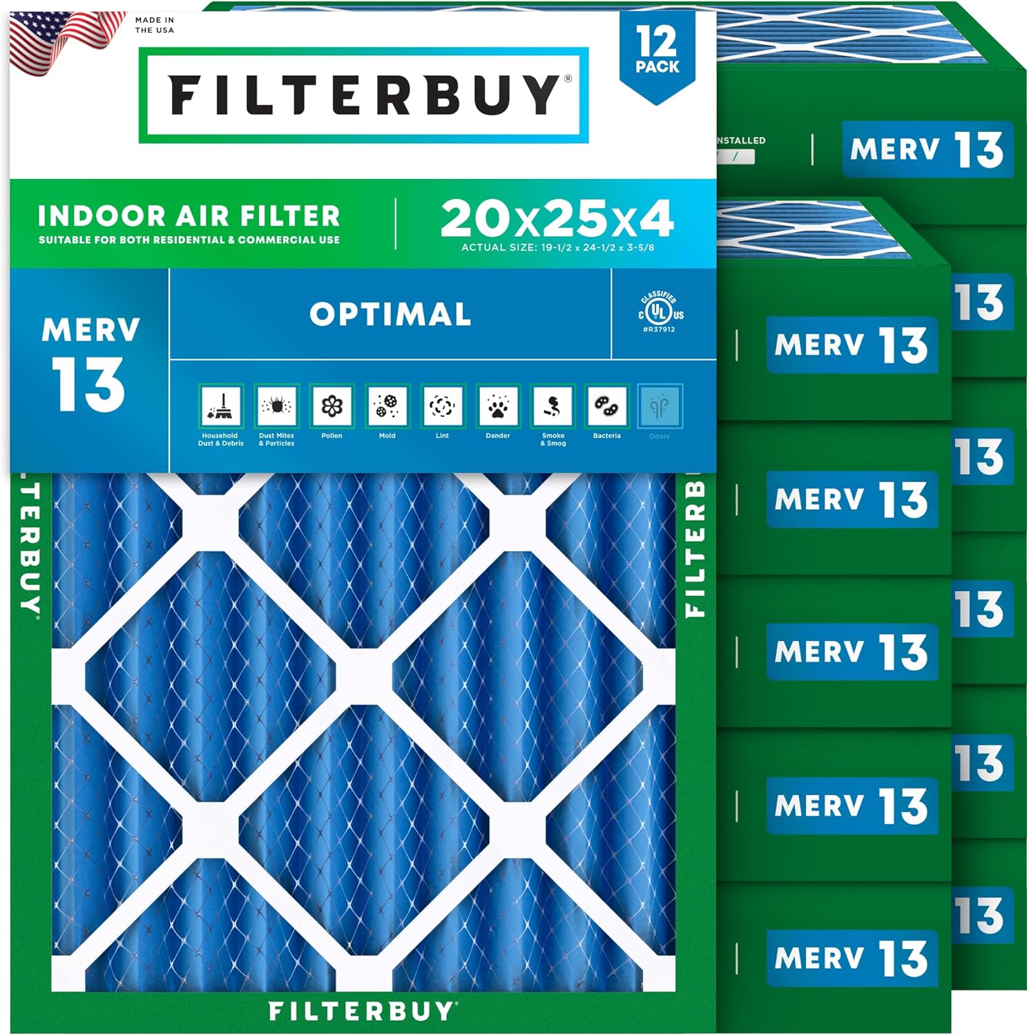 Filterbuy 20x25x4 Air Filter MERV 13 for Healthier Air Quality