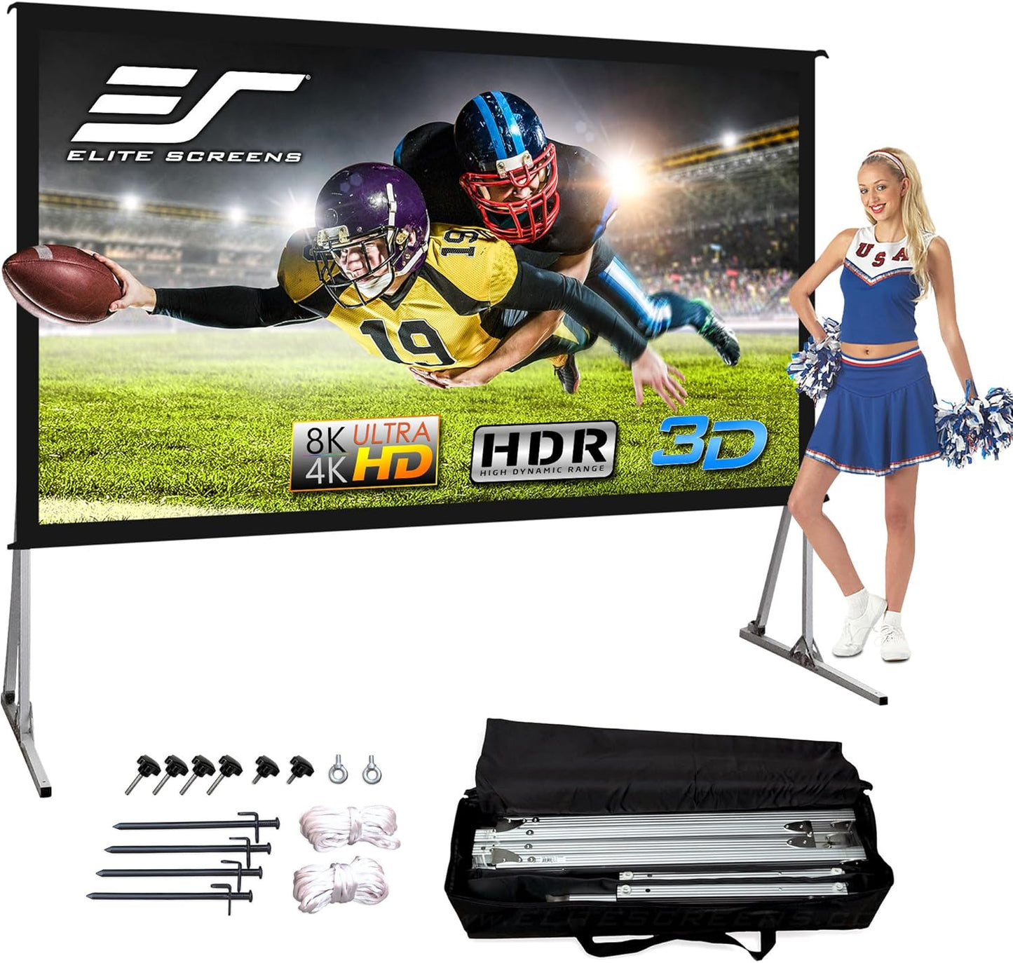 Elite Screens Yard Master 2: 75 Outdoor Projector Screen - Ultra HD 3D Portable Theater