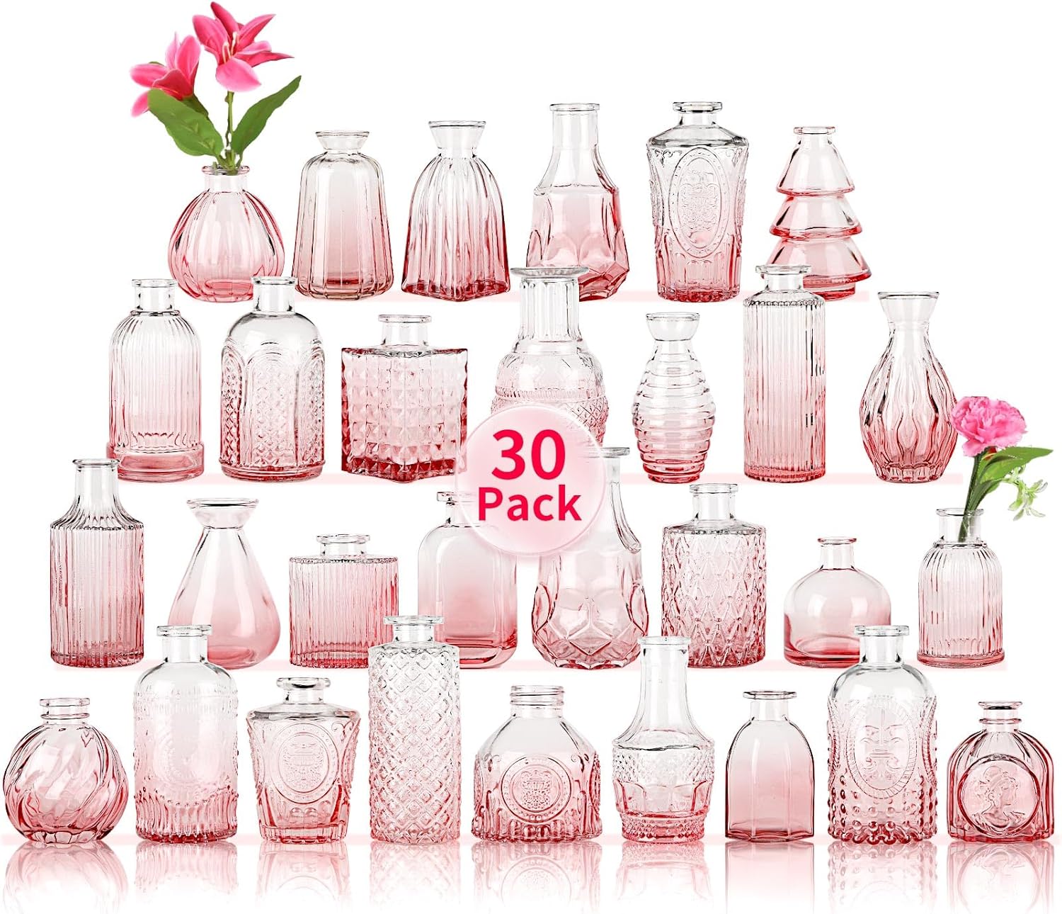 Glass Bud Vases Set of 30 Pcs for Wedding Centerpieces and Decor