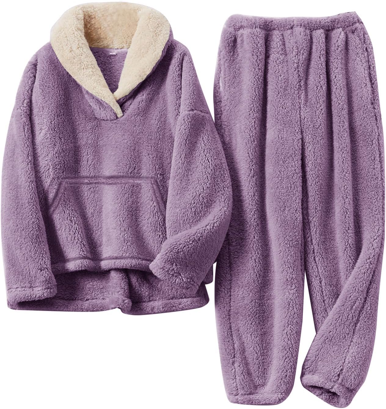 Flygo Women Fuzzy Warm Fleece Pajamas Sets for Cozy Nights