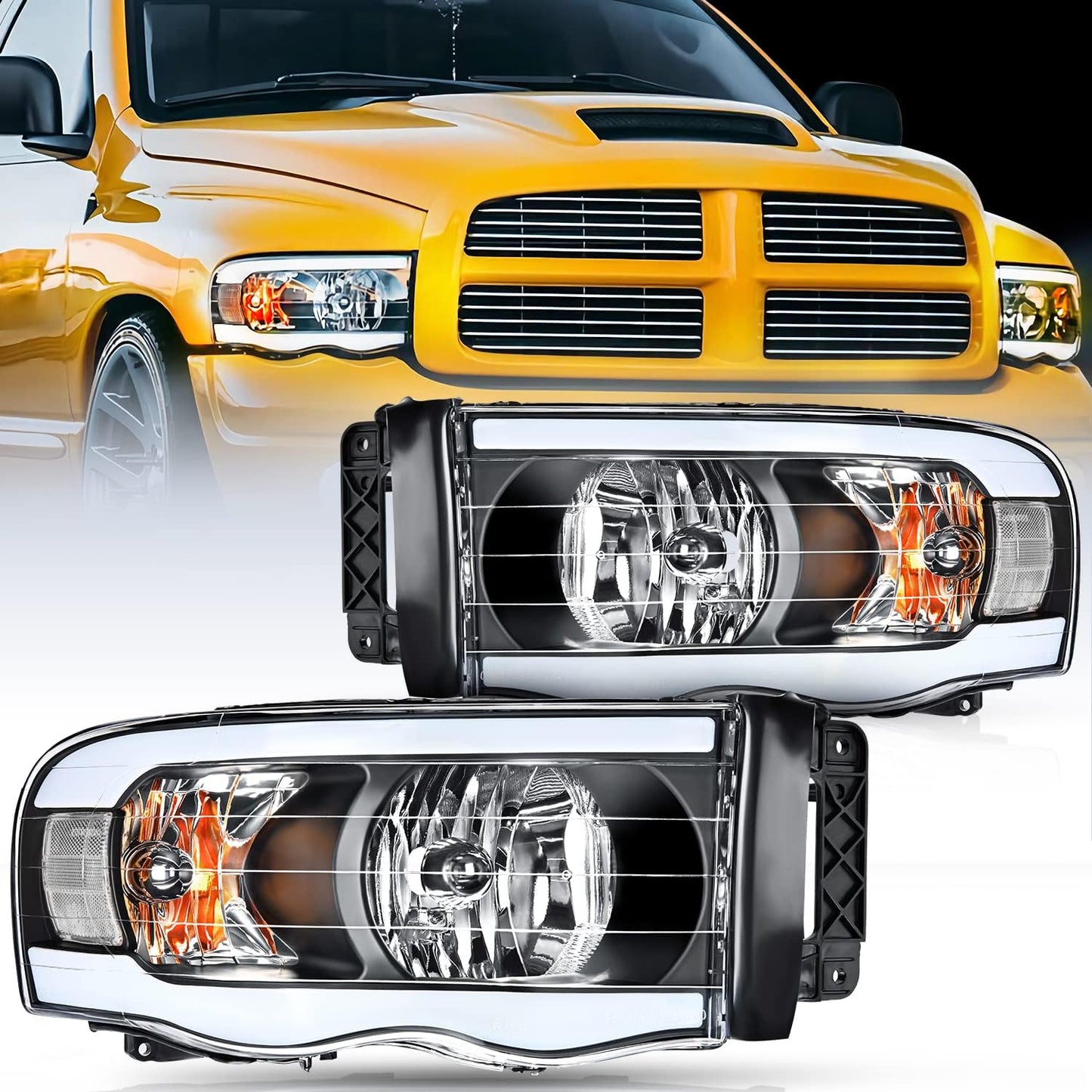 Nilight Headlights Assembly for 2002-2005 Dodge Ram 1500/2500/3500