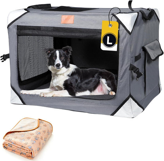 Collapsible Dog Crates for Large Dogs - Portable Travel Crate