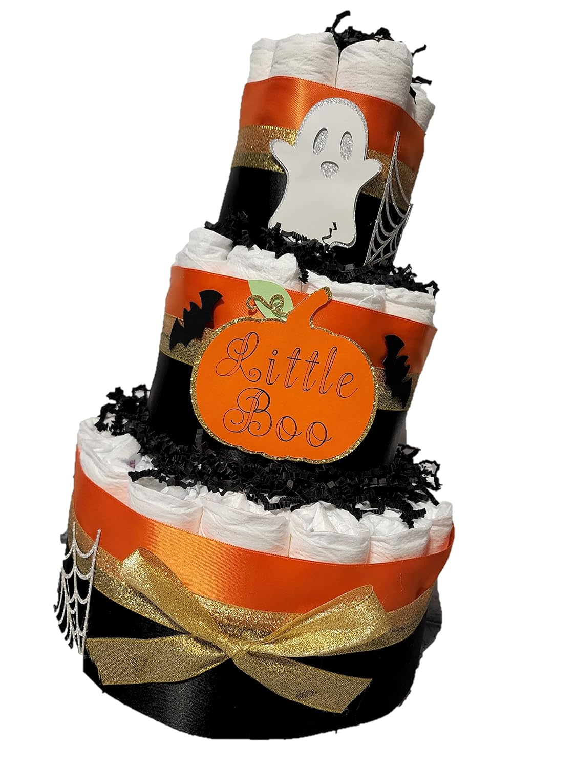 Little Boo Pumpkin Halloween Theme Diaper Cake for Baby Showers