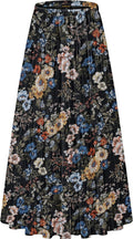 NASHALYLY Women's Chiffon High Waist Pleated A-Line Maxi (Style HQ1H)