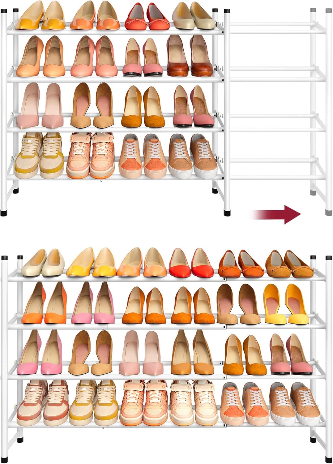 Expandable Shoe Rack Organizer for Closet - 4 Tier Storage