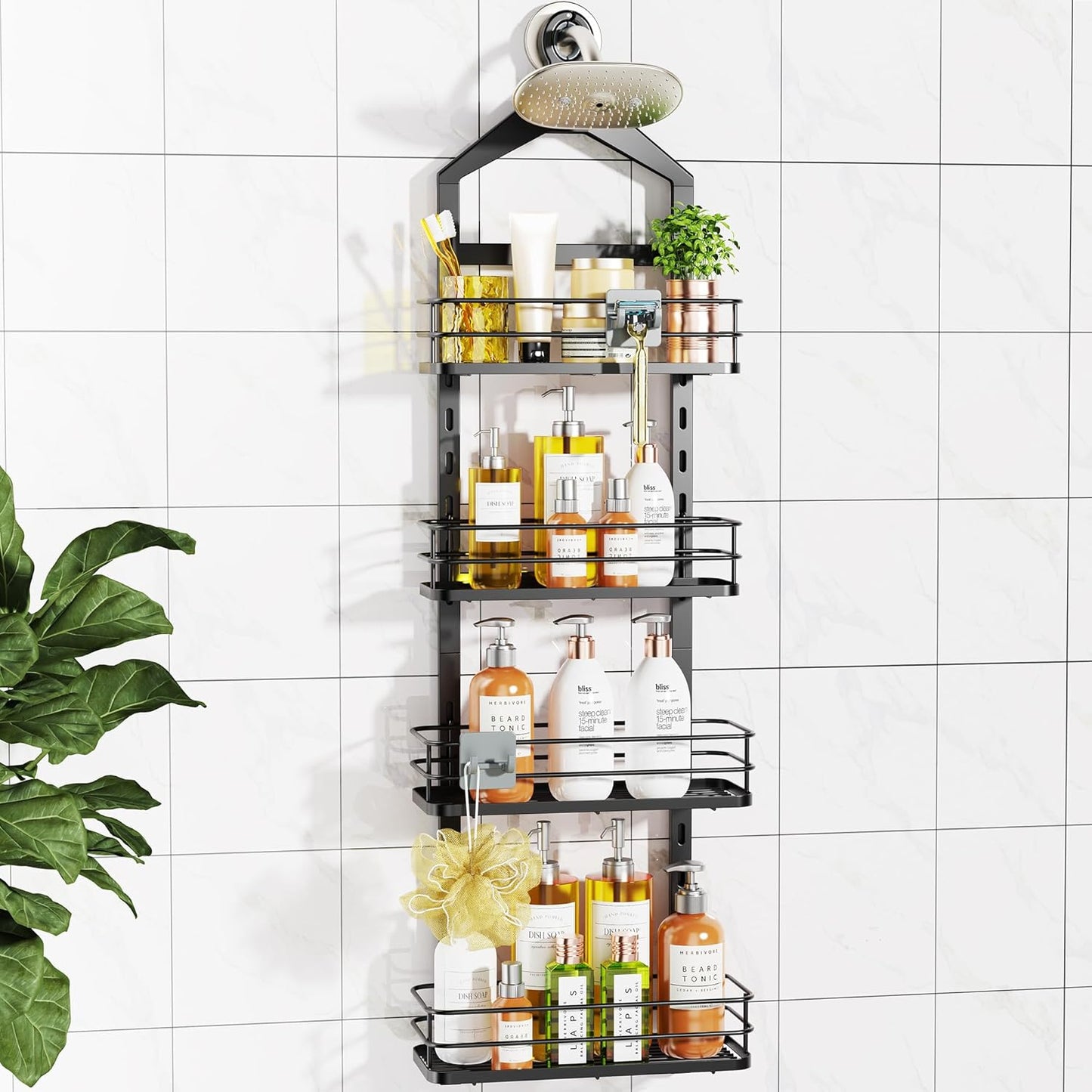 Height-Adjustable Shower Caddy for Organized Bathroom Storage