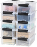 IRIS USA 6 Qt Stackable Plastic Storage Bins with Lids - Clear