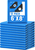 12 Pack 6 x 8 ft Heavy Duty Waterproof Tarps - Multi Use Cover