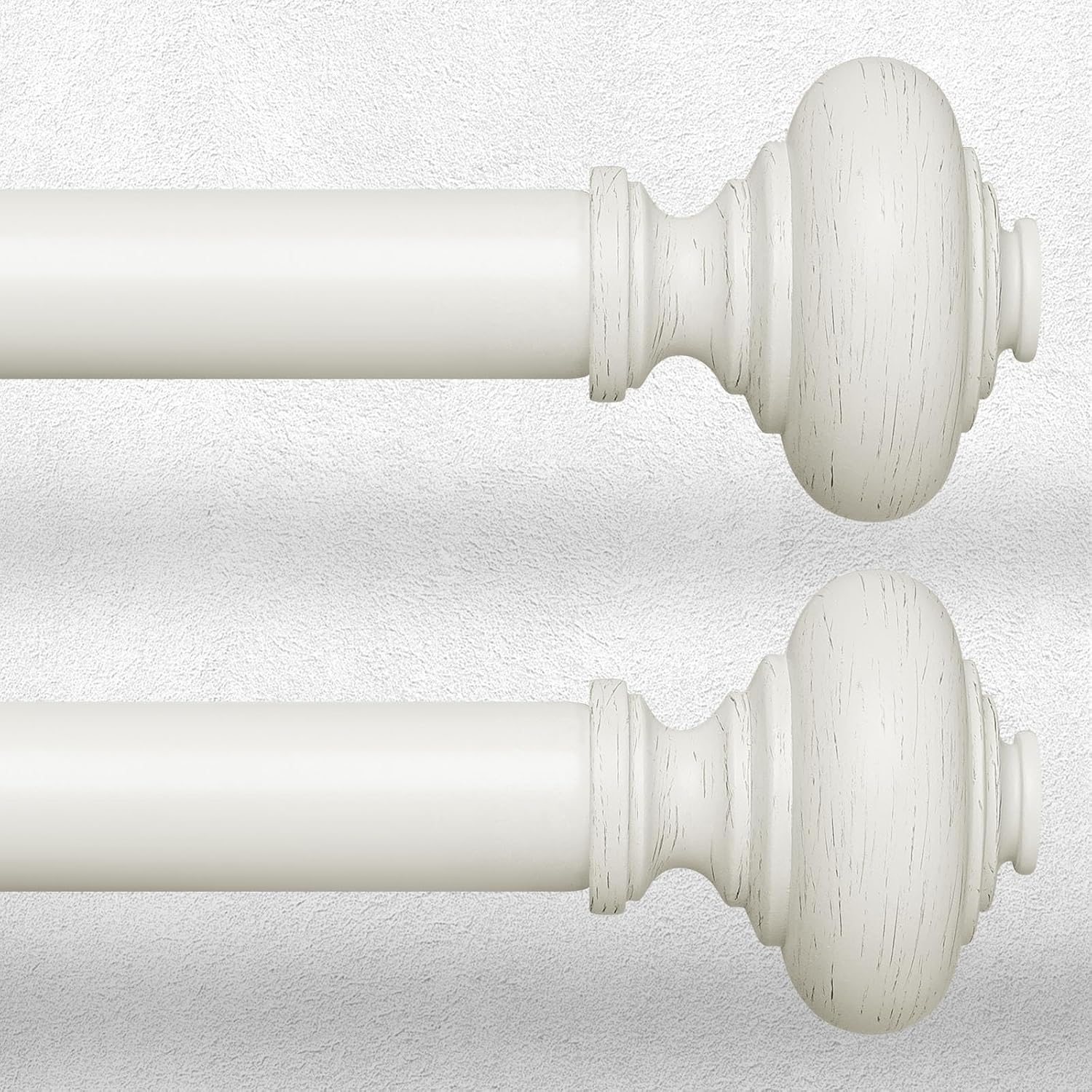 Antique White Curtain Rods for Windows 30 to 56 Inch - 2 Pack