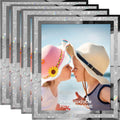 8x10 Picture Frames Set of 4 - Glitter Silver Glass Frames