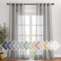 Semi Sheer Linen Blend Living Room Curtains - Grommet Top, Flew