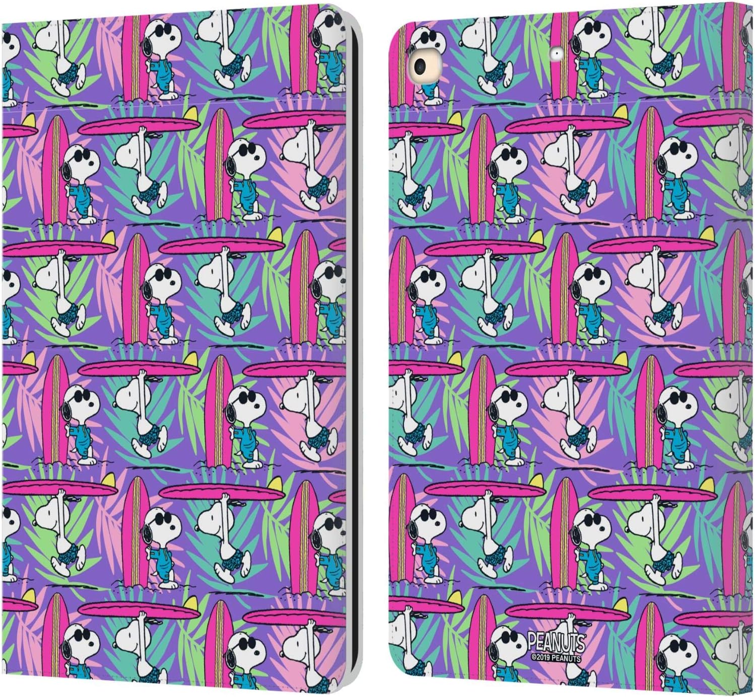 Peanuts Surf Pattern Snoopy Aloha Disco Leather Wallet Case
