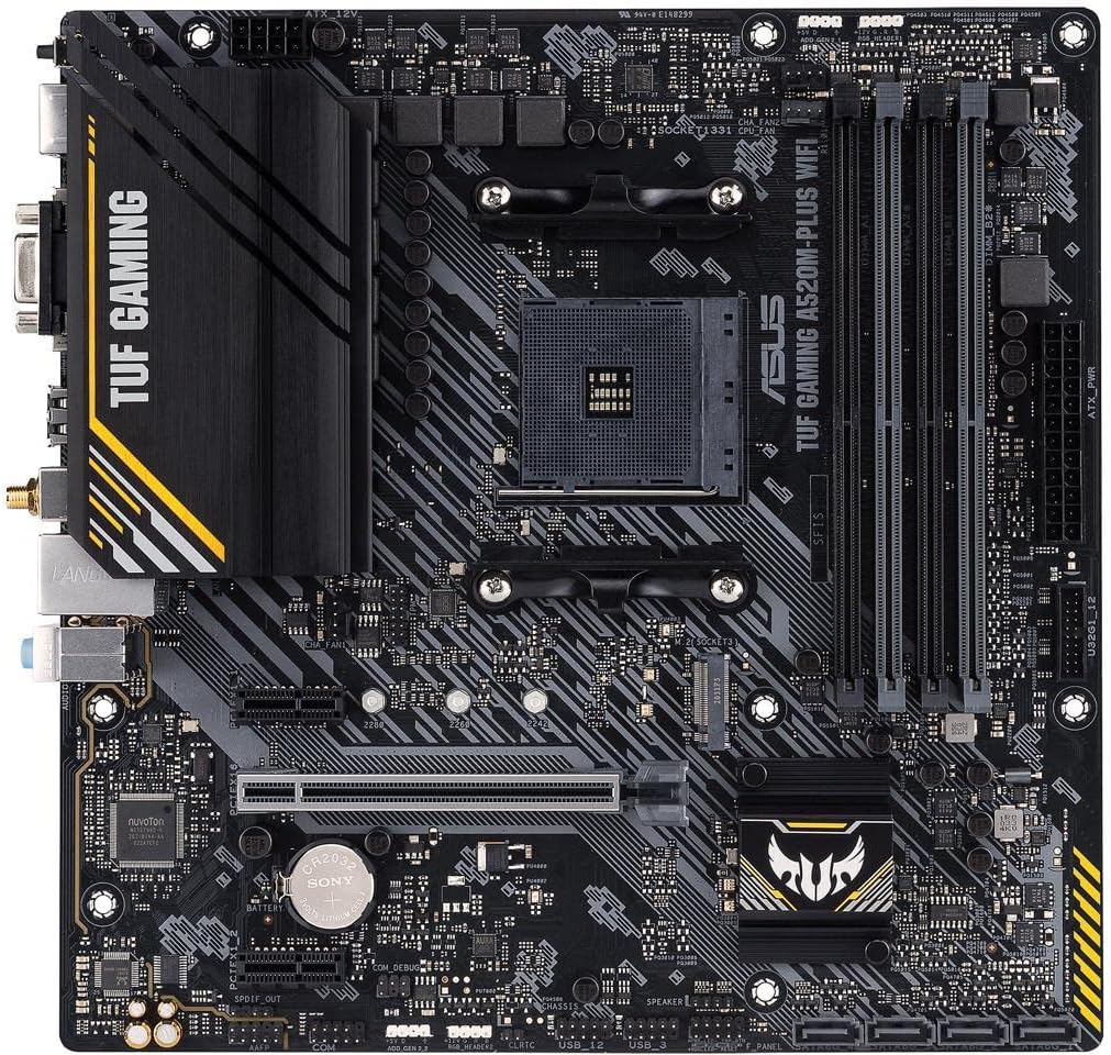 ASUS TUF Gaming A520M-PLUS Motherboard with WiFi and RGB Lighting
