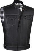 SOA Motorcycle Vest for Men - Premium Buffalo Leather Riding Vest