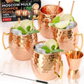 Benicci Moscow Mule Copper Mugs Set of 4 - Handcrafted 16 oz Gift Set