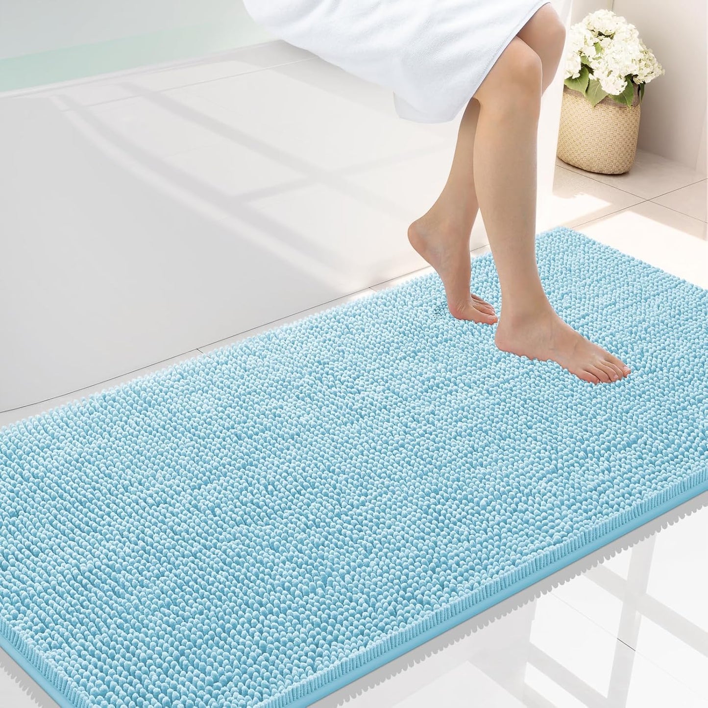 Smiry Luxury Chenille Bathroom Rugs for Comfort & Style