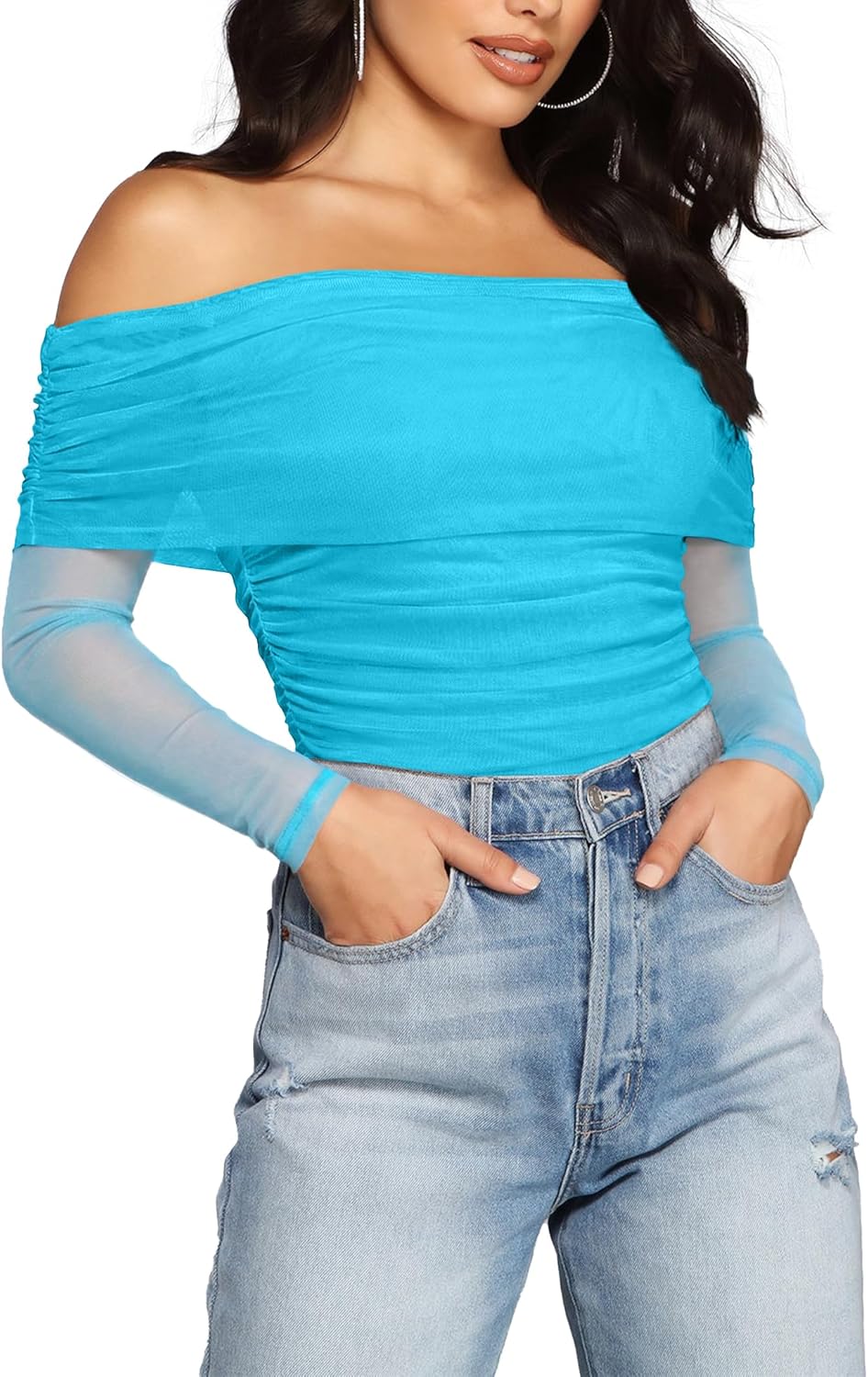 SAUNGKUAI Women's Off The Shoulder Long Sleeve Bodysuit Review