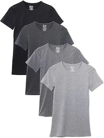 Kalon Women's 4-Pack Crewneck T-Shirt Base Layer for Comfort