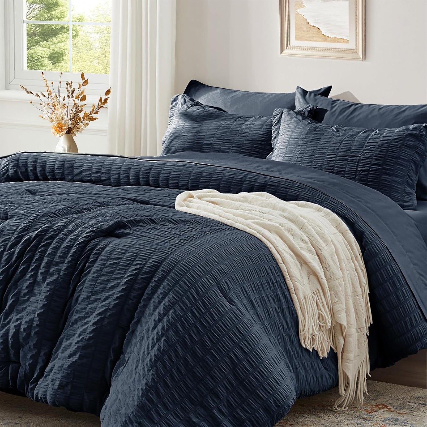 Zzlpp Full Comforter Set 7 Pieces for Cozy All Season Bedding