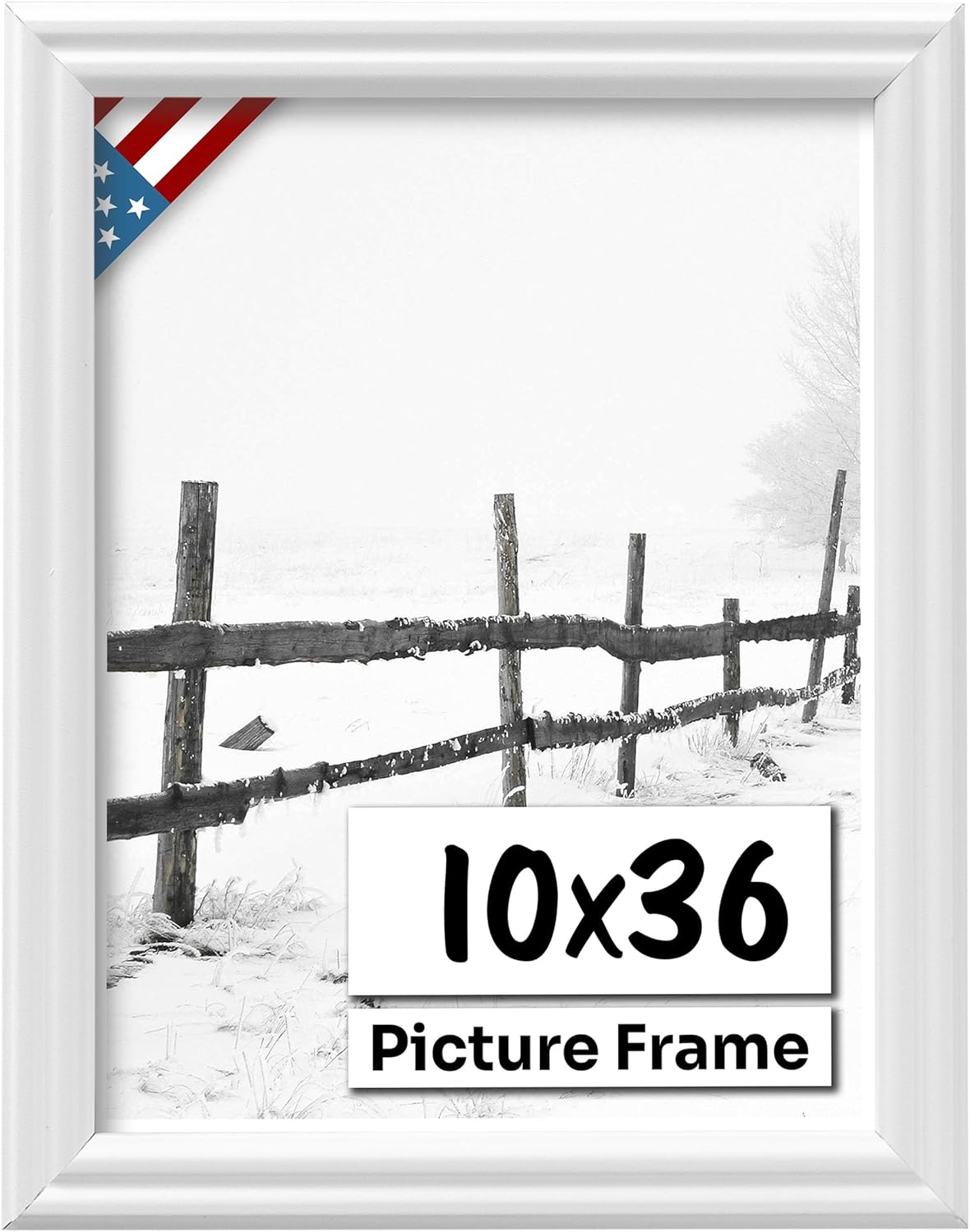 White 10x36 Picture Frame - Handmade Solid Wood Wall Decor