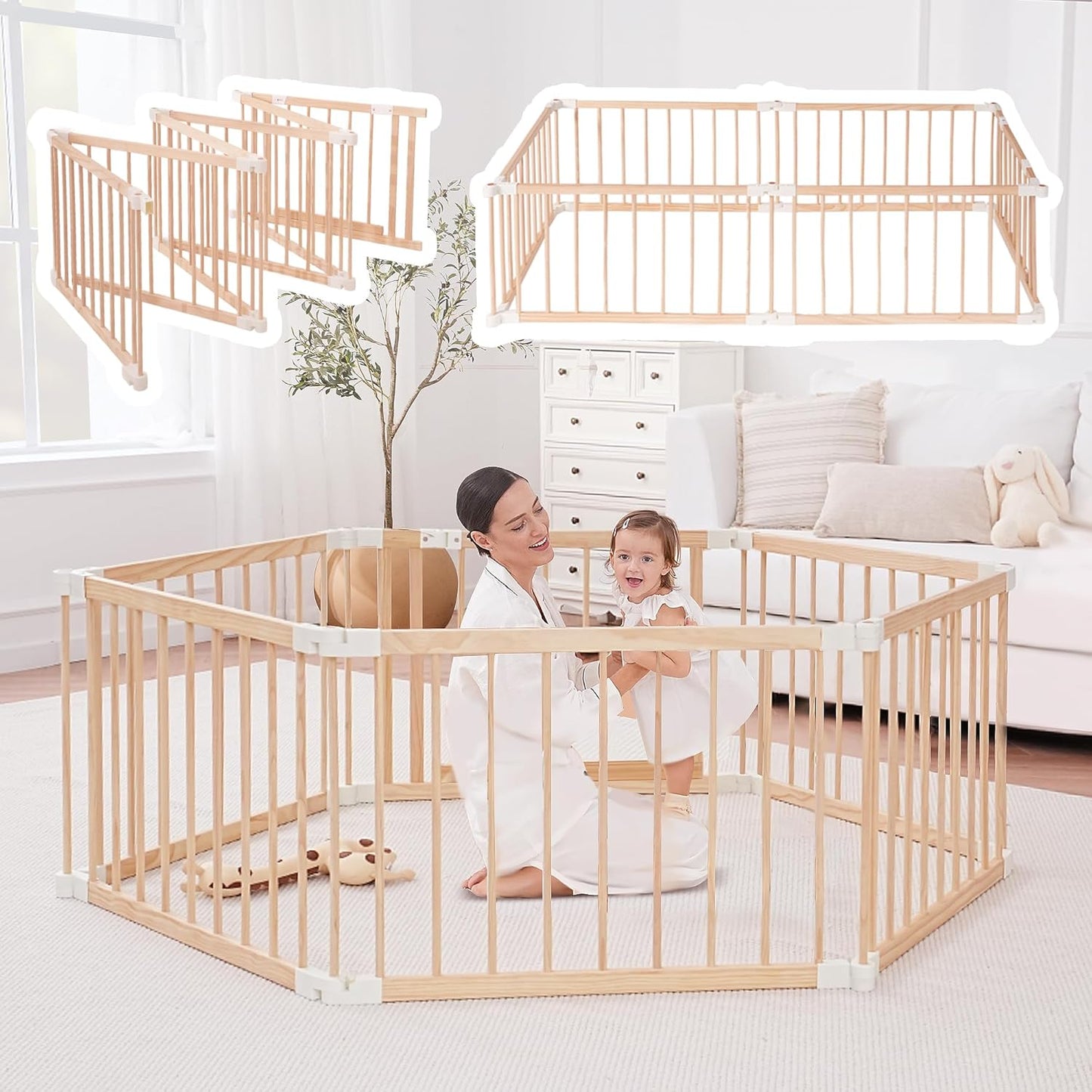 Wooden Playpen for Babies and Toddlers - Safe and Portable