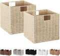Wicker Storage Basket Set of 2 - 11 in Foldable Cube Organizers