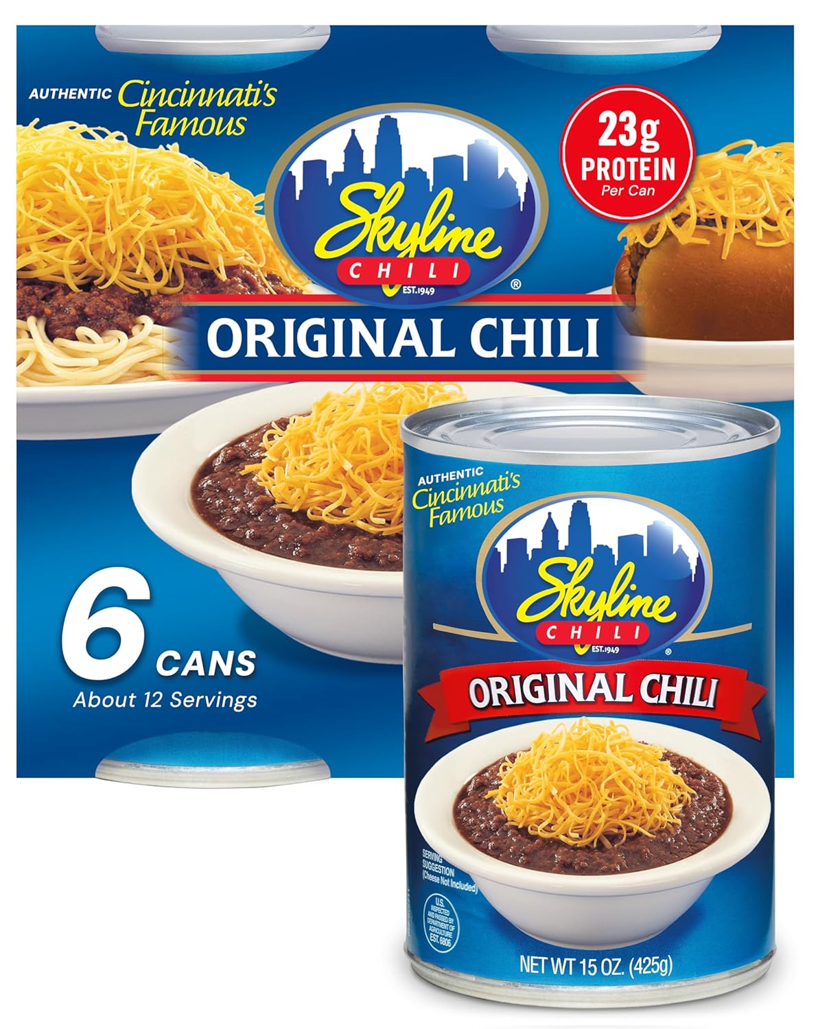 Skyline Chili 15 oz Cans 6-Pack Authentic Cincinnati Flavor
