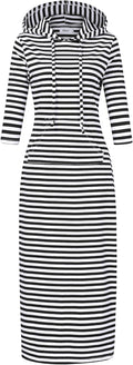 MISSKY Women's Casual Pocket Slim Pullover Maxi Hoodie Dress It's