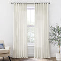 120 Inch Long Linen Curtains for Tall Windows - Semi Sheer Cream