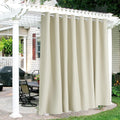 Outdoor Patio Curtains Waterproof & Sunlight Block - Wide Beige Panel
