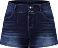Women Mid Rise Ripped Stretchy Jeans Shorts with Frayed Raw Hem