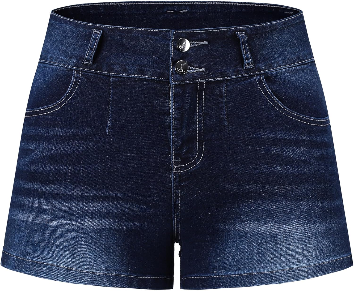 THUNDER STAR Women Mid Rise Ripped Stretchy Denim Shorts