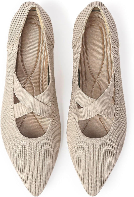 Women's Flats Shoes Pointed Toe Knit Comfortable Dressy Style
