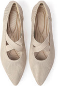 Women's Pointed Toe Knit Mary Jane Flats - Comfortable Dressy Style