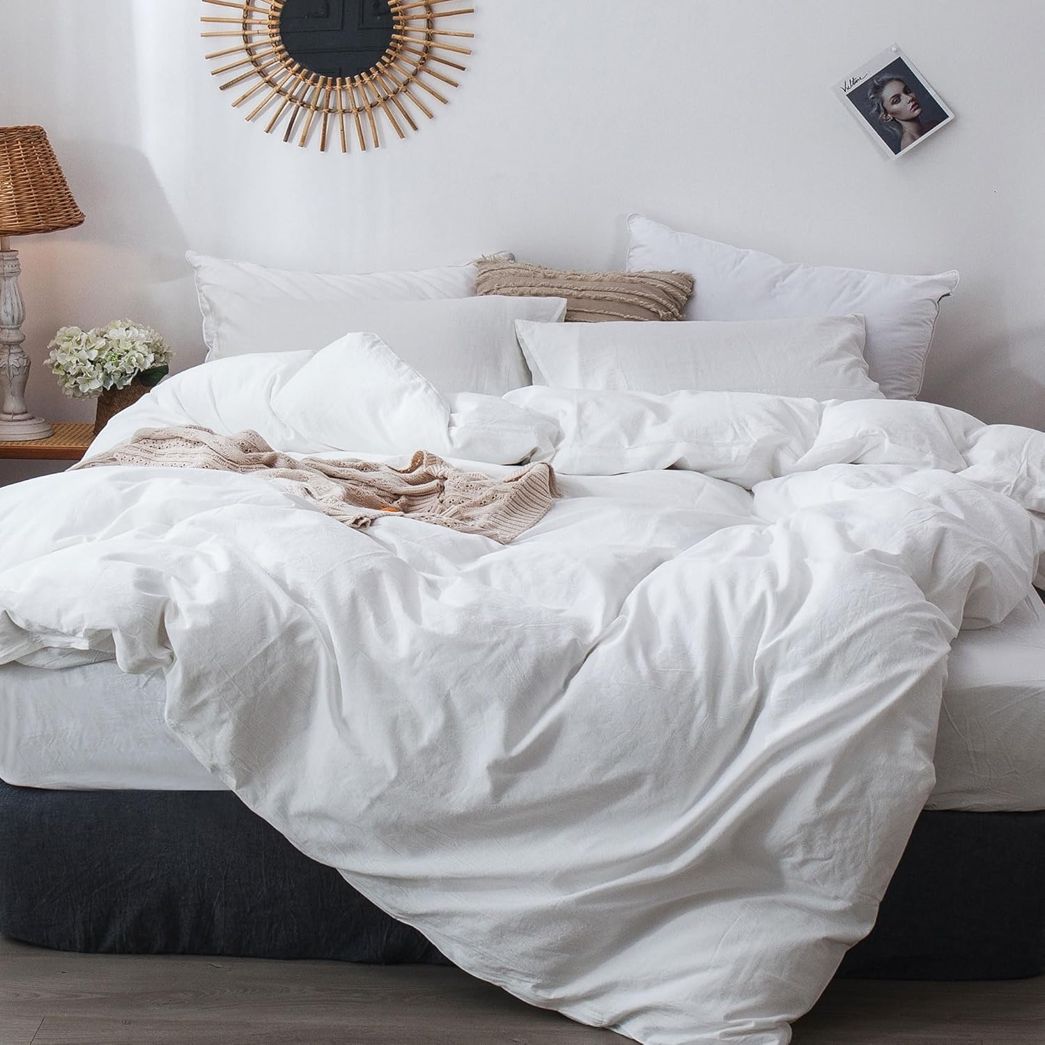 MooMee Bedding Duvet Cover Set: Soft Comfy Cotton Linen