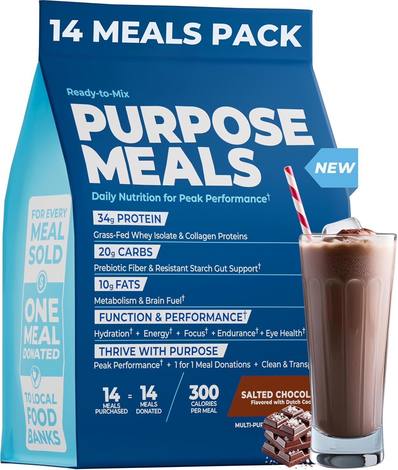 Meal Replacement Shake with Grass Fed Whey Protein Isolate & Collagen