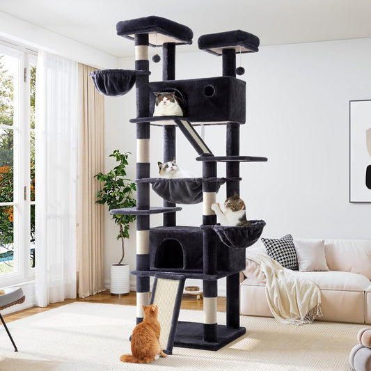 Allewie 81 Inches Tall Cat Tree for Large Felines and Play