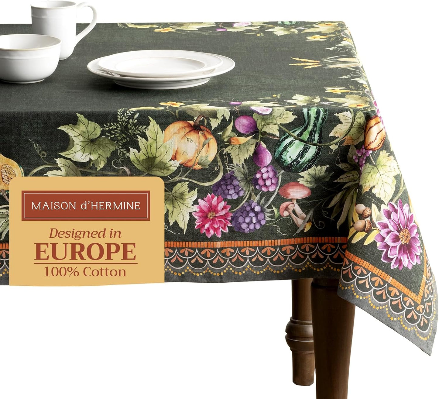 Maison d' Hermine Pumpkin Garden Tablecloth for Fall Decor