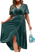 Women's BerryGo V Neck Maxi Dress in Velvet Ideal for Weddings