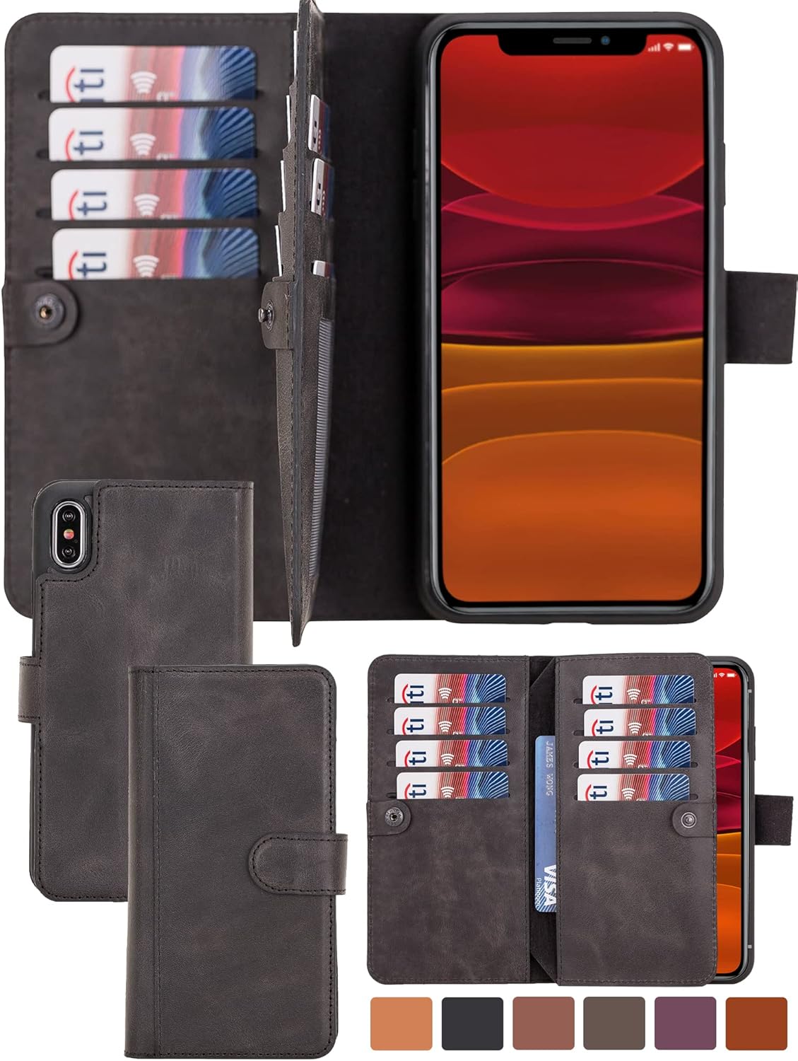 Genuine Premium Leather Handmade Wallet Case for iPhone Xs Max