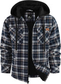 Men's Thick Fleece Plaid Jacket Flannel Sherpa Lined Full Zip Hoodie 2