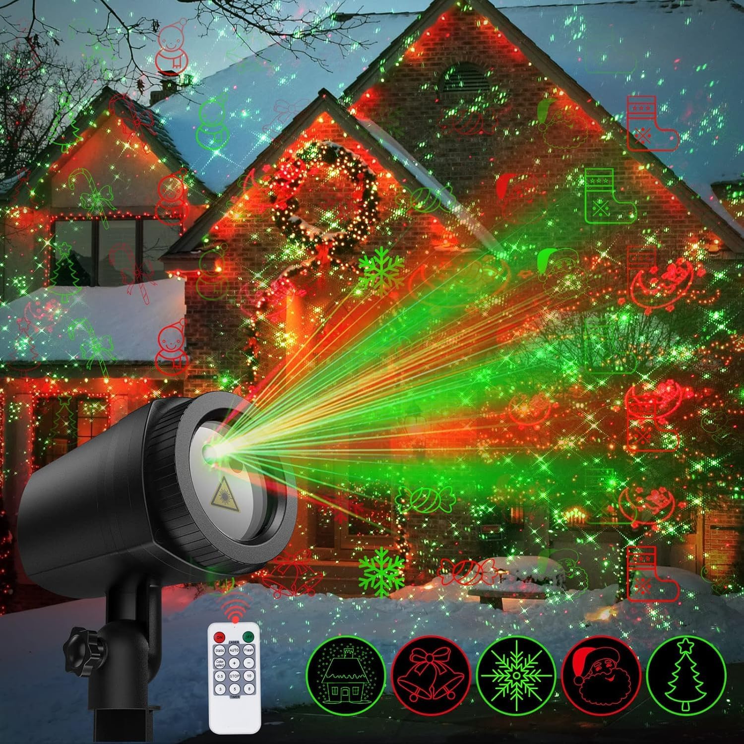 NUR Waterproof Christmas Projector: 24 Patterns
