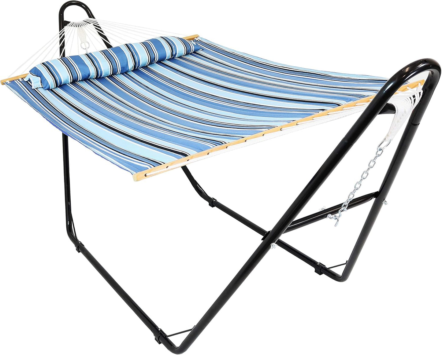 Sunnydaze Double Quilted Fabric Hammock with Stand for Two