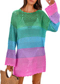 Women Swimsuit Crochet Cover Up Mini Dress - Lightweight Beach Layer