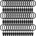 60 Pack Black Curtain Rings with Clips - Easy Drapery Hanging